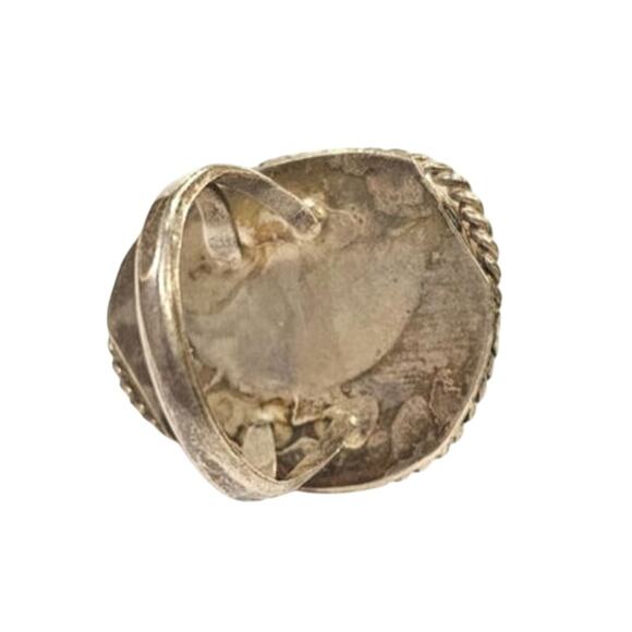 Vintage Navajo Spotted Turquoise Sterling Silver Statement Ring - Picture 3 of 7